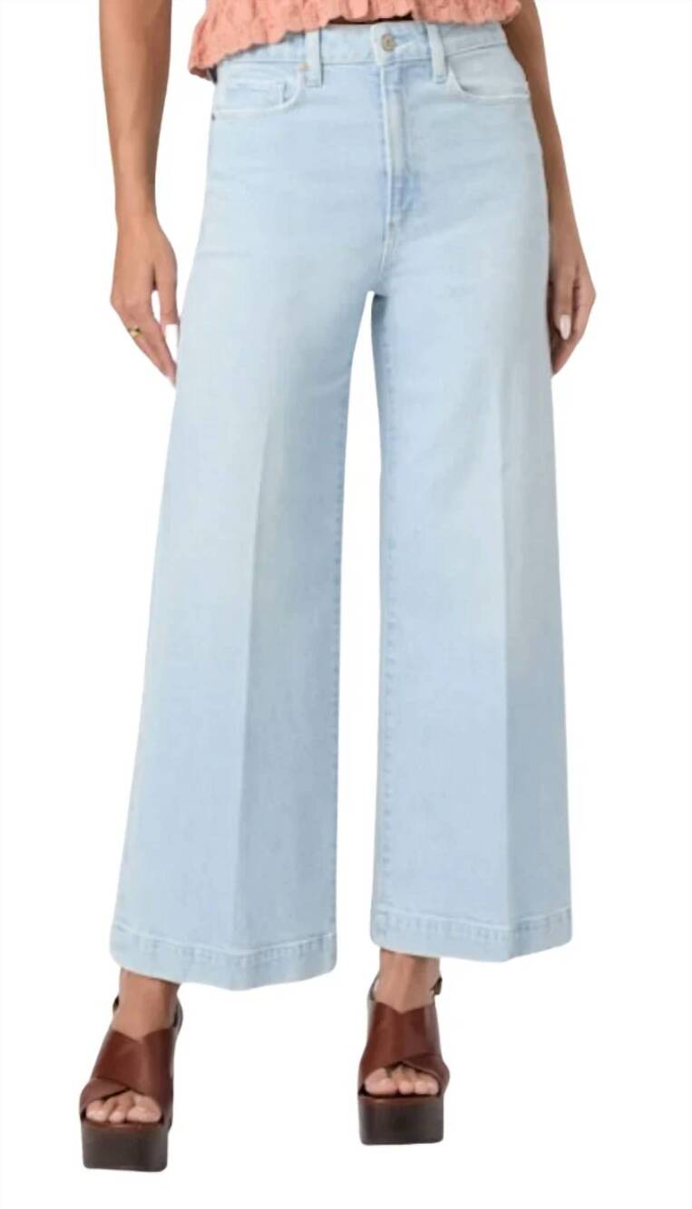 NEW PAIGE harper ankle high rise wide leg jeans in fleur de mer